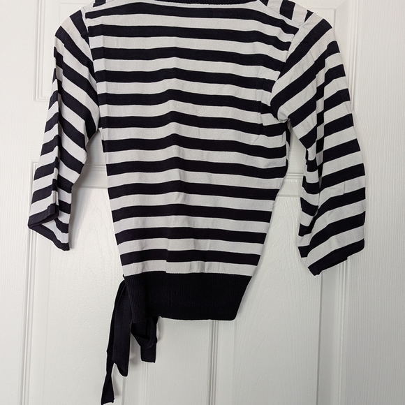 Striped Black and White Women's Sweater - Picture 4 of 4